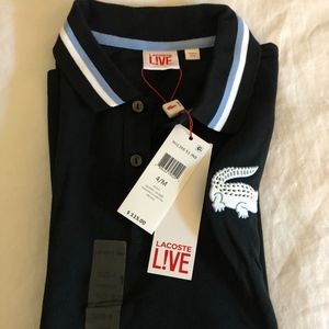 Lacoste L!ve | Medium Croc Polo T-Shirt Navy